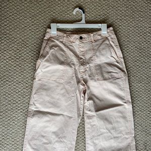 Pink straight leg high wasted pants